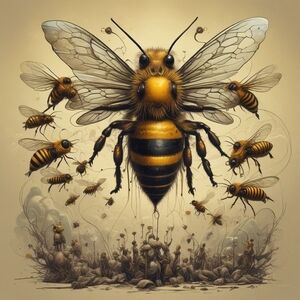 Vibrant Yellow and Black Bee Art Print